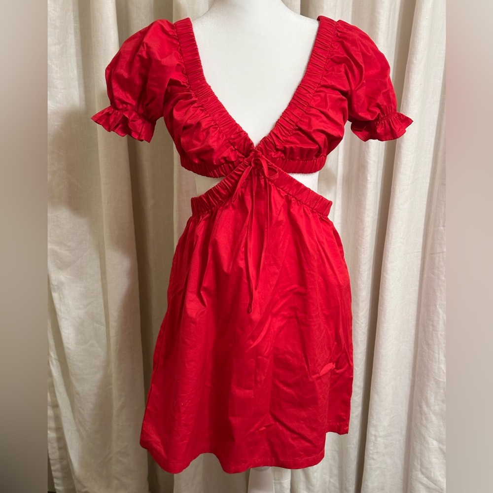 Riffraff Vintage Women’s True Red Mini Dress with Cut Outs